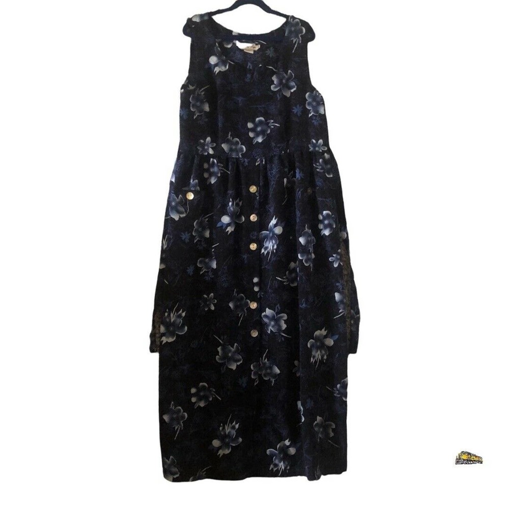 Vintage 1990s Christy Lyn Black Floral Maxi Dress